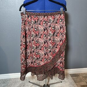 Vintage Y2K Virgo Asymmetrical Paisley Ruffle Skirt